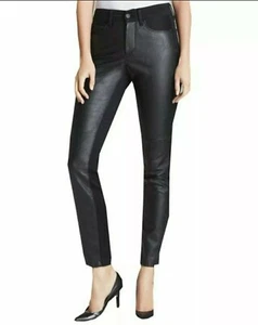 NYDJ Legging Alina Solid Schwarz Größe 0 Regular Kunstleder Fronttaschen Stretch - Bild 1 von 11