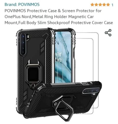 POVINMOS Protective Case & 2 Screen Protector for OnePlus Nord, - Image 1 of 4