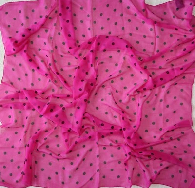NWT! Authentic Saint Laurent large Cashmere Silk blend shawl vtg Pink Polka Dots - Image 1 of 4