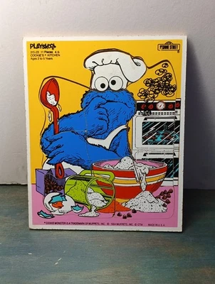 Playskool Cookie Monster 1984 11 piezas bandeja de madera rompecabezas Muppets envío rápido  Foto 1 de 4