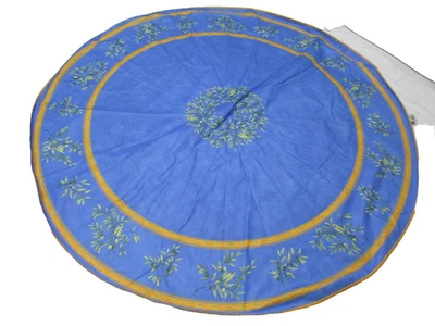 Mantel azul redondo recubierto La Cigale CIcada Provenza Francesa 68" Foto 1 de 4