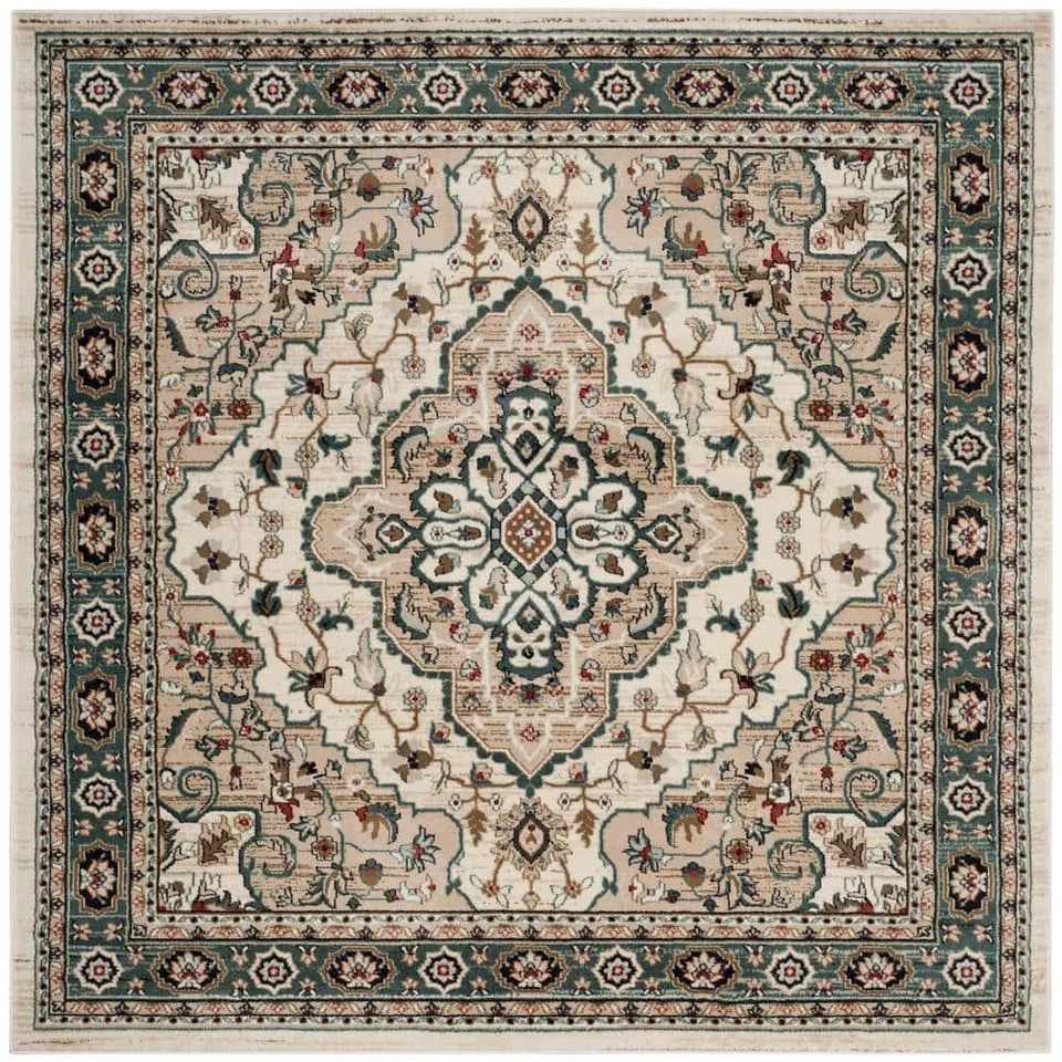 Lyndhurst Cream/Beige 7 ft. x 7 ft. Square Border Area Rug - Image 1 of 4
