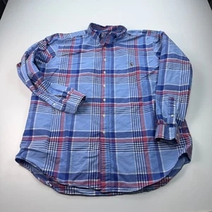 Ralph Lauren Button Down Hemd Herren Extra Large Tall XLT blau kariert Baumwolle Strick - Bild 1 von 7