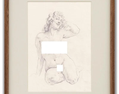 Dibujo Art Deco australiano retrato femenino desnudo erótico Norman Lindsay Pinup Foto 1 de 4