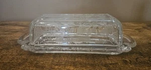 FOSTORIA 1/4 Pound Covered Butter Heather Etched Dish - Picture 1 of 5