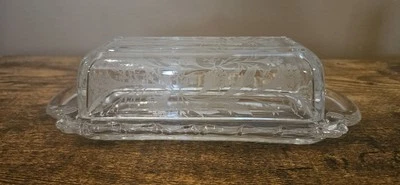 FOSTORIA 1/4 Pound Covered Butter Heather Etched Dish  - Image 1 of 4
