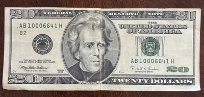 Error Miscut Misaligned Misprint US $20 Twenty Dollar Bill Banknote 1996 - Image 1 of 4
