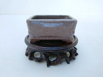Bonsai Pot Japan TOSUI Rectangular Glazed Width 7.7 cm / 3.03 in. - Image 1 of 4