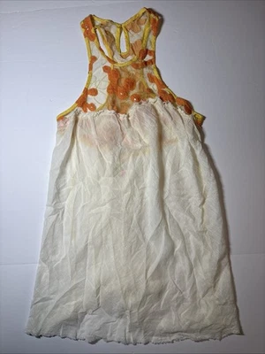 Túnica Free People Boho Griega Marfil Floral Encaje Campesino Guazy Top Talla Pequeña Foto 1 de 4