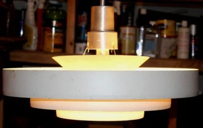 Mid Century Modern Saturn Pendant Light Fixture Prescolite Kurt Versen 19" - Image 1 of 4