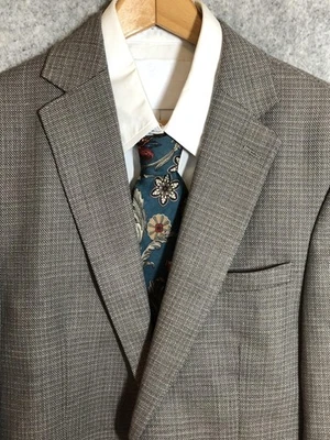 Blazer Calvin Klein Para Hombre 40L Marrón Gris Mezcla Lana Carrera Negocios Clásico Foto 1 de 4