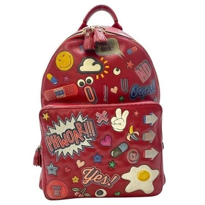 Mochila Anya Hindmarch Patchwork Cuero Rojo Multicolor Usada Buen Estado JP Foto 1 de 4