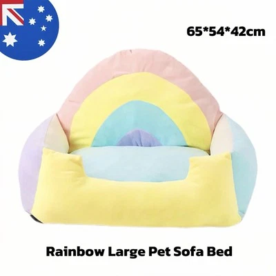 Cat Bed Pet Cat Calming Floor Mat Rainbow Pet Sofa Sleeping Comfy Sleeping Large - image 1 of 4