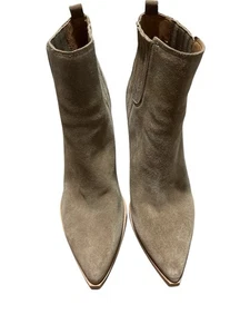 Marc Fisher LTD Womens Oshay Pointed Toe Leather Natural Suede Heel Bootie Sz 9 - Picture 1 of 10