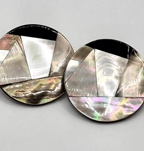 Filipino Mother of Pearl Abalone Inlay Earrings 1.5in - Picture 1 of 6