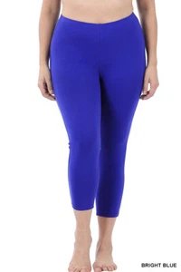 1XL 2XL 3XL Cotton Capri Leggings Soft Stretch Elastic Waist Yoga Light Workout - Picture 1 of 25