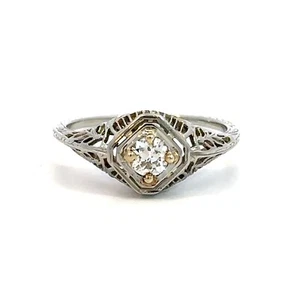 Vintage 18K Weißgold Diamant Filigran Ring Größe 7,5 - Bild 1 von 9