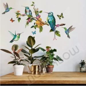 Attract Cute Hummingbird Standing on Crabapples Tree Branch Flower Wall Decal - Picture 1 of 6
