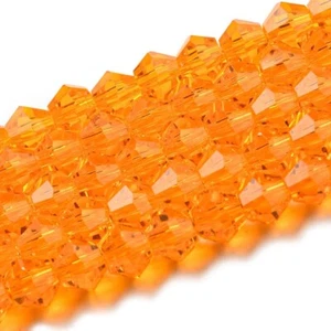 50 Bulk Beads Faceted Bicone Orange Wholesale Beads 4mm Lot Cone - Picture 1 of 2