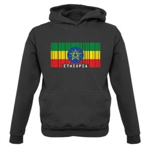 Ethiopia Barcode Style Flag - Kids Hoodie Addis Ababa Africa Country Travel - Picture 1 of 6