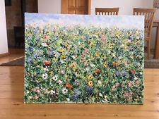 Blühendes Blumenfeld Impasto Ölgemälde auf Leinwand Original Blumen Gemälde  