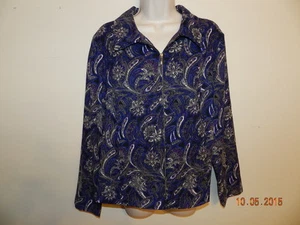 Christopher & Banks Royal Blue Grey Purple Stretch Cotton Blazer Sz L Large - Picture 1 of 5