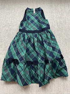 Girls Green And Navy Plaid/Tartan Janie & Jack Christmas/Holiday Dress Size 4 - Picture 1 of 2