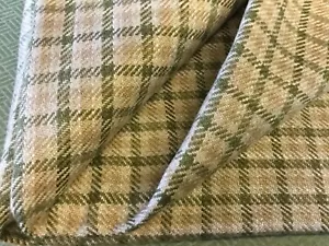 1 meter x 137 cm Ian Mankin checked fabric Remnant linen mix green beige - Picture 1 of 3