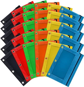 Pencil Pouch for 3 Ring Binder, 30 Pack Zipper Pencil Pouches/Case in Assorted C - Picture 1 of 7