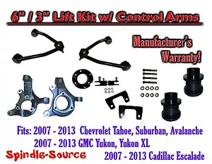 6/ 3" FULL LIFT KIT Spindles+Tubular UPPER CONTROL ARMS FOR 07 -13 Chevy SUV 2WD - Picture 1 of 1