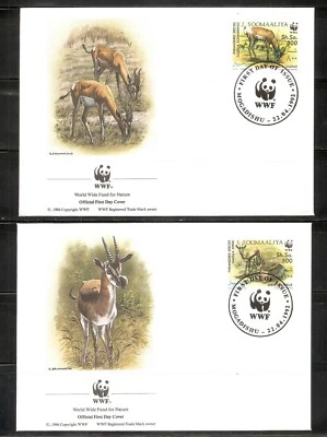 Somalia SC # 607-610 Gazelles FDC. World Wide Fund Covers - Image 1 of 2