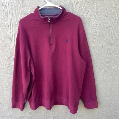 Polo Ralph Lauren Sudadera Hombres XL Carmesí Pullover Rendimiento Cremallera Preppy Pony Foto 1 de 4