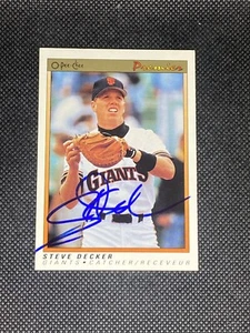 Steve Decker San Francisco Giants 1991 O-Pee-Chee Premier Signed Auto #33 ~ COA - Picture 1 of 3