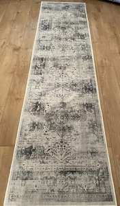 Ruggable New Sarrah Blue Quartz Rug Very Long Runner 75x305 RRP £139 Washable - Picture 1 of 9