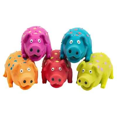 Multipet Latex Polka Dot Globlet Assorted Pig Dog Toy, 9 in (Sold Separately) - Image 1 of 4