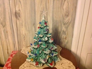 Vtg 1978 Nowell Mold Ceramic Christmas Tree top w/ornaments lights NO BASE 15" - Picture 1 of 7