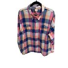 Mossimo Supply Womens Size 3 3X Long Roll Tab Sleeve Button Up Shirt Top Plaid B