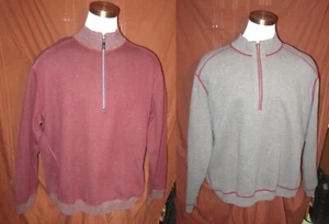 Tommy Bahama Camicia Uomo Manica Lunga Reversibile 1/4 Zip, Rosso, Grigio, 3XL, Nuova $100 - Foto 1 di 10