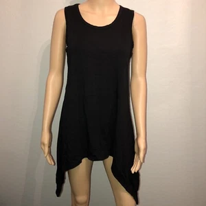 Meaneor Women’s Sleeveless High Low Hem Line Tunic Top Black S - Picture 1 of 6