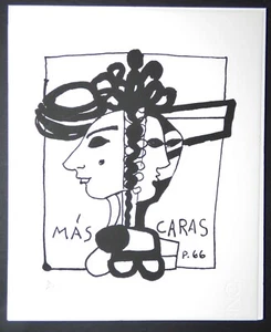 MÁSCARA DE CARNAVAL #1 Cuba Serigrafía por RENE PORTOCARRERO de la Galería de Carteles Cubanos - Imagen 1 de 4