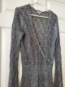 CACHE Damen Häkelpullover mit V-Ausschnitt Gr. Medium schwarz mettalic - Bild 1 von 6