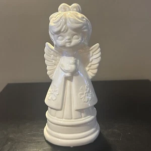 Vintage Ceramic Angel 9” Music Box White Decor Christmas Plays “White Christmas” - Picture 1 of 16