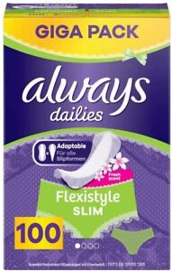 Always Dailies Womens Flexistyle Slim Fresh Panty Liners 100 Pads Giga Pack