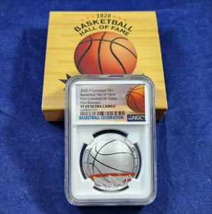 2020-P Colorized Basketball Hall of Fame Silver Dollar $1 NGC PF69 Ultra Cam OGP - Picture 1 of 6