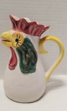 VINTAGE JF VESTAL PORTUGAL Pottery Hand painted Rooster Pitcher Vase 8”  
