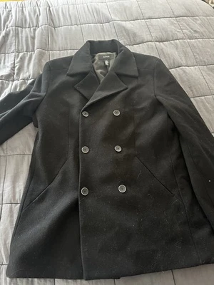Alfani Mens Black Double Breasted Overcoat Peacoat Wool Blend Coat Jacket L - Image 1 of 2