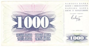 Bosnien und Herzegowina Tausend Dinara 1992 zirkuliert - Bild 1 von 2