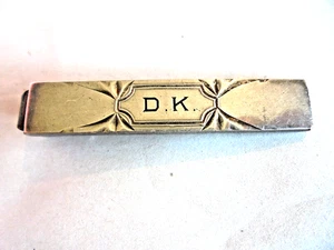 Vintage Anson Sterling Silver "D K" Initials Rectangular Tie Bar Clip 16 Grams - Picture 1 of 4