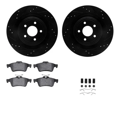 For Jaguar XF 09-15 Drilled & Slotted Rear Brake Kit w Semi-Metalic Pads - Image 1 of 2