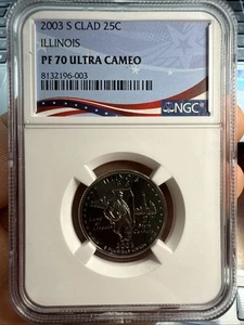 2003-S Proof State Quarter, Illinois, PF69 Ultra Cameo NGC, Patriotic Label NR - Picture 1 of 2